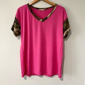E Luna Pink Camo Top Sz Small